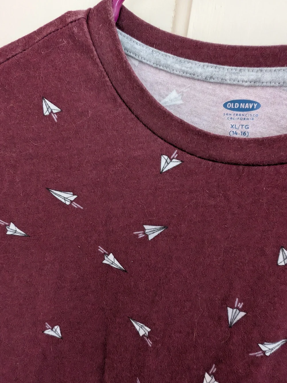 Paper Airplanes Old Navy Kids Maroon SS Tee XL (14-16)